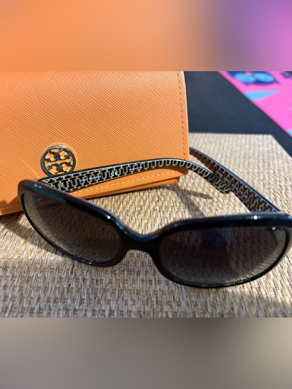 Tory Burch black with Orange Logo Case